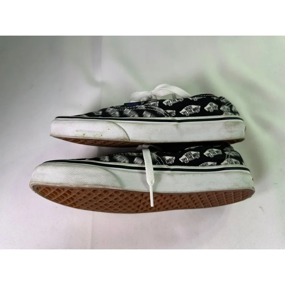 Vans Authentic Blurred Logo Black White Low Top Skate Shoes Mens 6 Womens 7.5‎